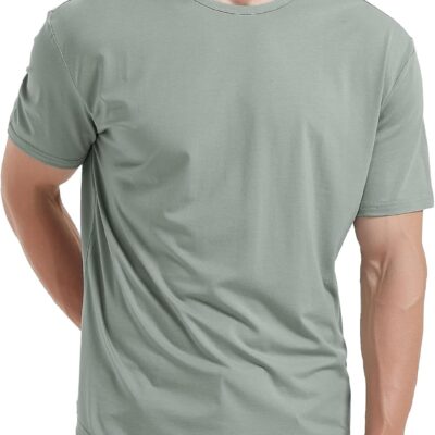 Men's Ultra Soft Bamboo Viscose T-Shirt Curve Hem Lightweight Cooling Short/Long Sleeve Casual Basic Tee Shirt