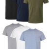 Men’s Pocket Undershirt Pack, Cotton Crew Neck T-Shirt, Moisture Wicking Tee, Assorted 6-Pack
