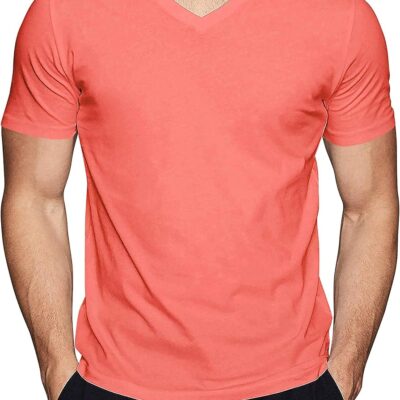 Mens Active V Neck T-Shirts Gym Workout Dance Slim Fit Shirts