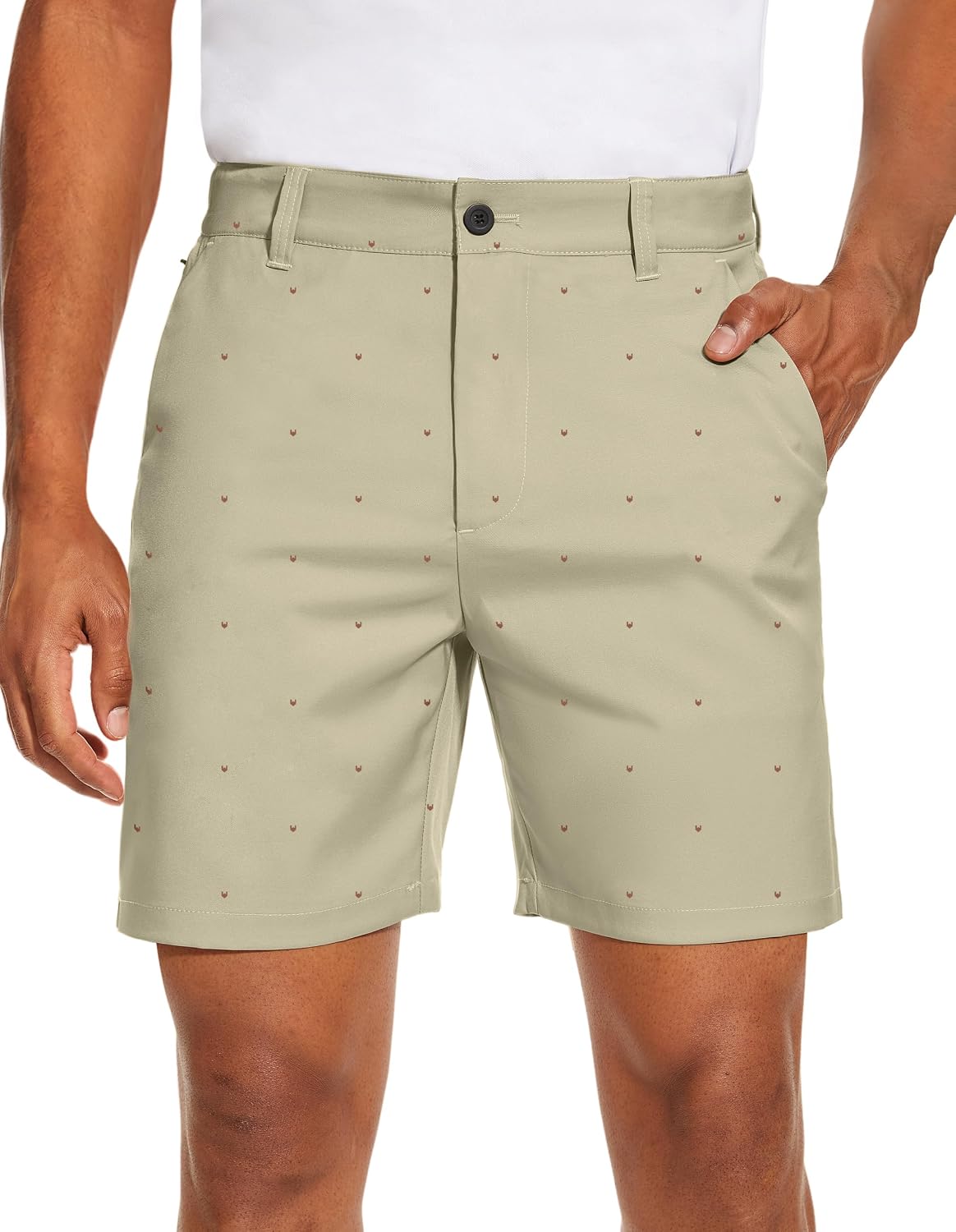 Men’s Golf Dress Shorts Flat Front Hybrid 7 Inch Lightweight Quick Dry Chino Casual with Pockets