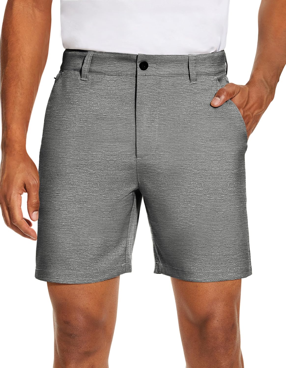 Men’s Golf Dress Shorts Flat Front Hybrid 7 Inch Lightweight Quick Dry Chino Casual with Pockets